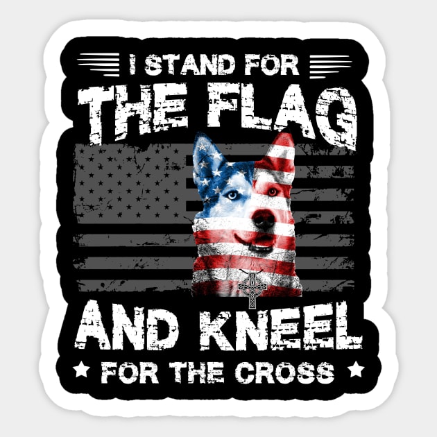 Siberian Husky Dog Stand For The Flag Kneel For Fallen Sticker by Antoniusvermeu